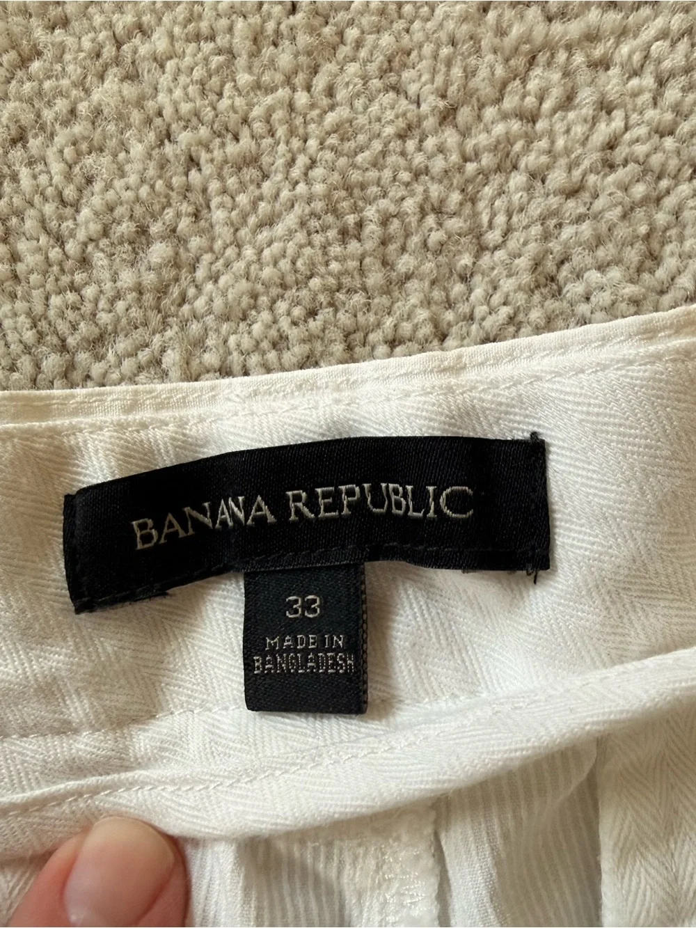 BANANA REPUBLIC Men’s White Ribbed Chinos Shorts Sz 33